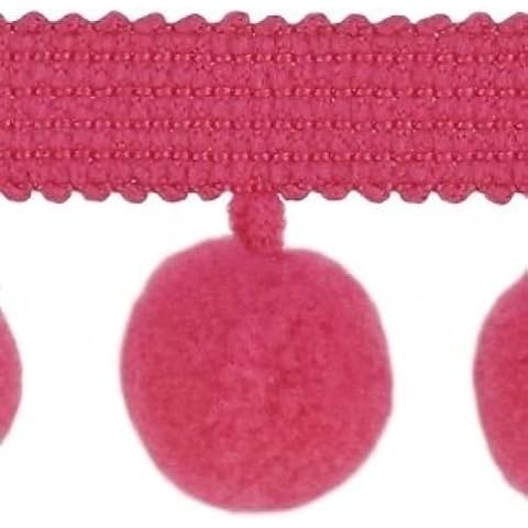HomeBuy XL POM POM BOBBLE TRIM FRINGE Trimming - XL SIZE 2cm (0.8 inches) (Per Metre) RASPBERRY #C Cover