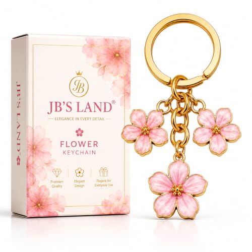 Image of JB'S LAND Floral Charm Keychain Vintage Flower Metal Key Ring for Women | Bag Charm Pendant, Backpack & Car Key Holder, Aesthetic Design, Friendship Gift, For Women & Girls
