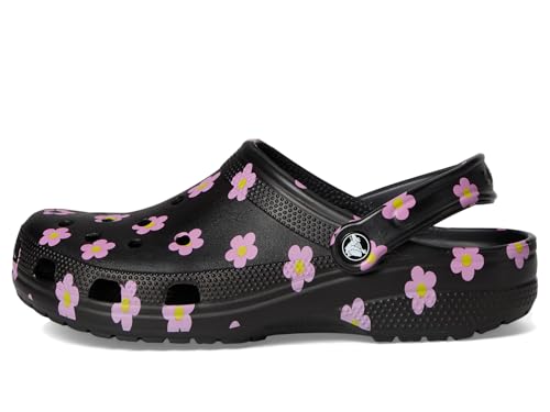 Image of Crocs Unisex Classic Clog - Seasonal Graphic Black /Flowers Mens 3 /Womens 5 Medium