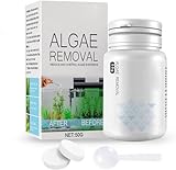 Algae Remover Fish Tank 50g Fish Tank Cleaner Aquatic Algaecide with Spoon, Quick Clear Moss Green Water and Algae, Healthy Environment for Plant (50G)