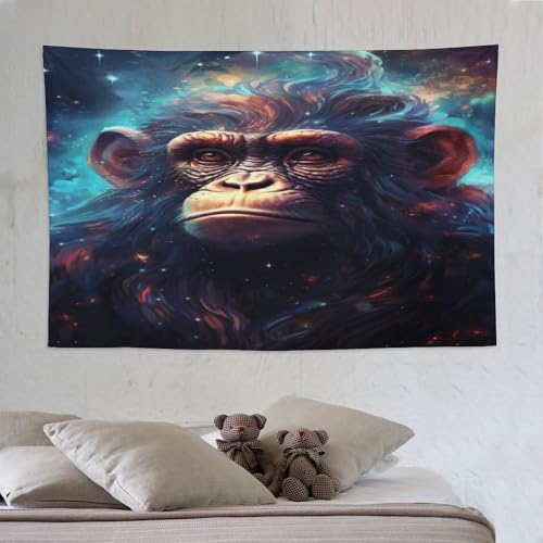 Tapisserie singe PAZZK 150x230cm grande tenture murale imprimée pour salon et chambre