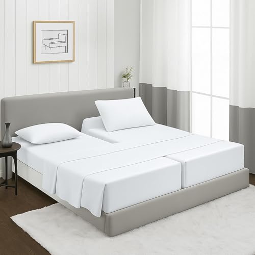 MyGiza 5-Piece Split King Sheet Set, Egyptian Cotton, White