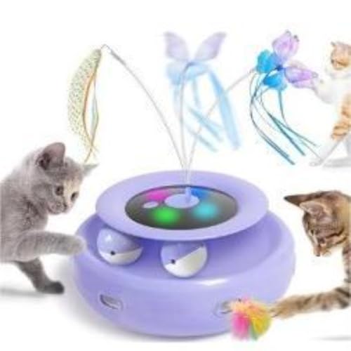 TIKHJ 猫 おもちゃ 猫 玩具 一人遊び 猫じゃらし 電動 自動 猫用 室内 寂しさ解消 ストレス解消 運動不足対策 (F)