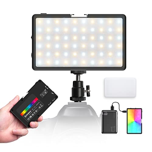 Moman LED Lumière Vidéo RGB Dimmable 2500K-8500K Camera Light CRI96+/TLCI98+ Éclairage Continu avec Intégrée Batterie Mini Lampe Portable en Alu pour Caméscope DSLR Sony Canon Nikon Smartphone ML9