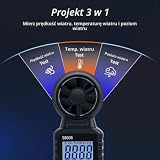 Mcbazel 3 w 1 Cyfrowy Anemometr z wyświetlaczem LCD, miernik prędkości wiatru Tester prędkości przepływu powietrza Termometr zewnętrzny Drony, Polowanie, wędkowanie