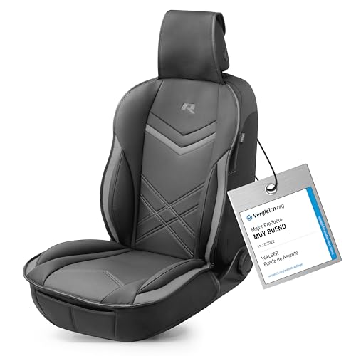 Walser Funda de Asiento de Coche Rey, Universal Almohadilla Protectora en Negro-Gris, para Coches y Camiones con aspecta de Carreras