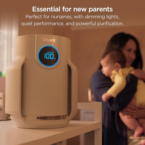 Image of Shark Air Purifier for Home, NeverChange Compact Pro, for Bedroom, Nursery, Home Office, Dorm, HEPA-Exceeding Filter, Captures Pollutants, Pet Dander, Dust, Odor, Smoke, and More, HP072WH, White