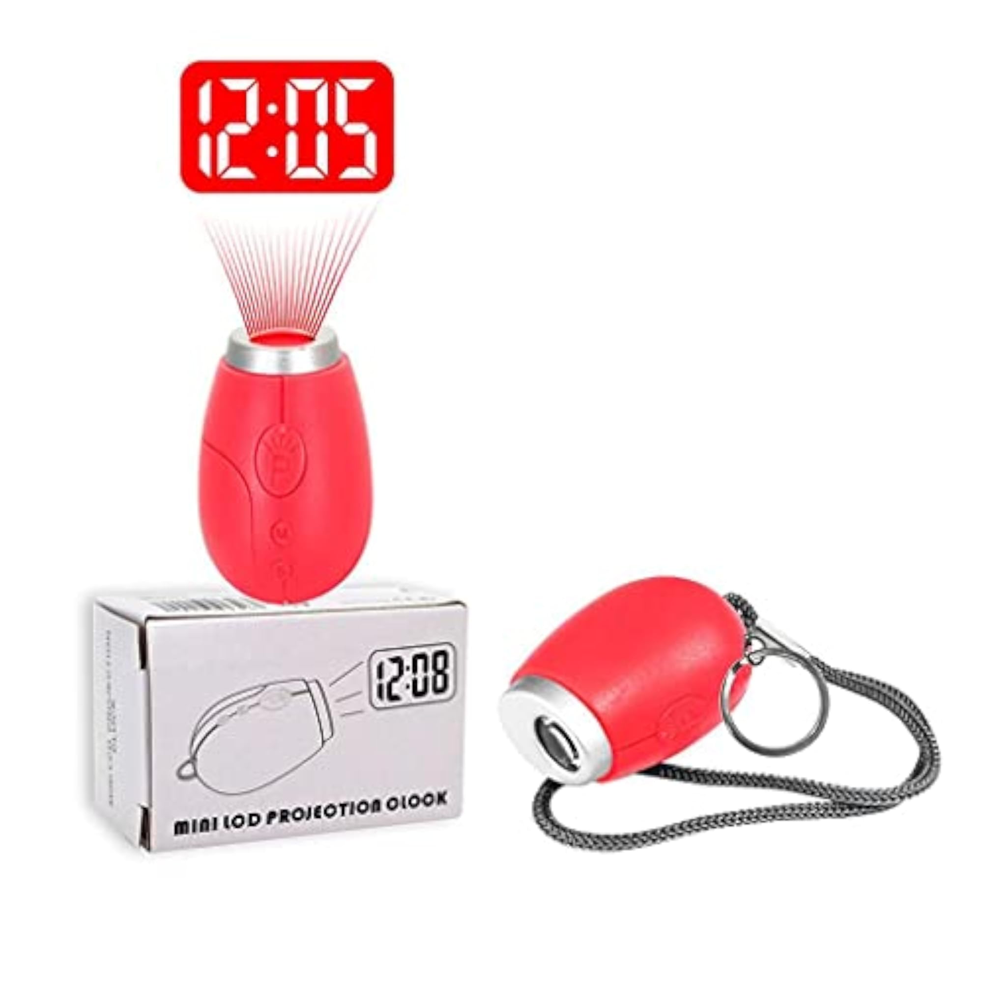 Portable Mini Projection Clock LED Wall Ceiling Projection, Red