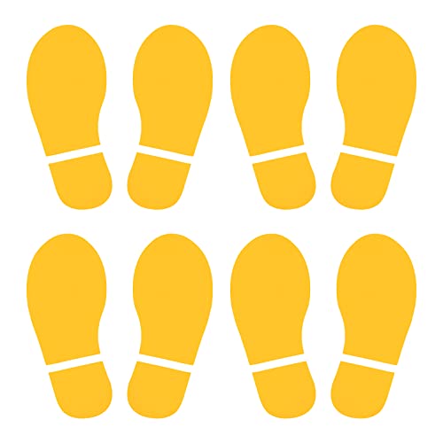PATIKIL 8x3.3" Footprint Sticker, 4 Pairs PVC Shoes Floor Decal Sign for Class Decor Stair Guide, Yellow