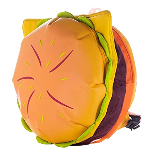 Mochila PU Hambúrguer Bolsa de Viagem com Zíper Mochila Cheeseburger Moda