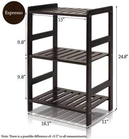 Furinno FNCJ-33011 Pine Solid Wood 3-Tier Storage, Espresso