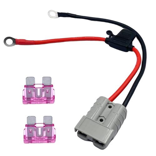 Cables de batería de 600 V y 50 amperios, conectores rápidos, cables de batería de calibre 10 con junta tórica y fusibles para transferencia de energía de la batería