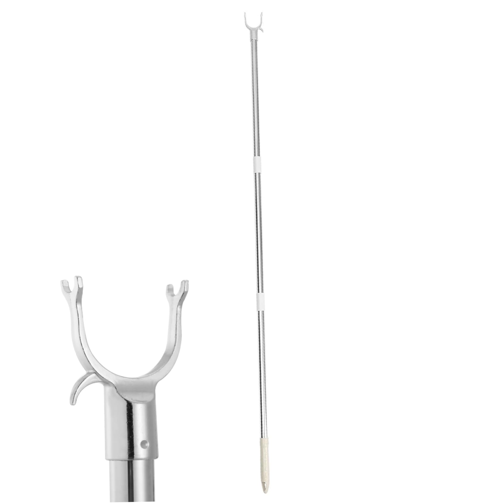 Asta Appendiabiti Lunga 130 Cm Con Gancio | In Acciaio Inox Con Impugnatura In Spugna | Raggiungi Luoghi Alti - 4