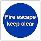 Vsafety 18004AF-R'Fire Escape Keep Clear' サイン、正方形、100 mm x 100 mm (3個パック)