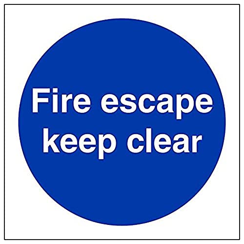 Vsafety 18004AF-R'Fire Escape Keep Clear' Sign, Square, 100 mm x 100 mm (Pack of 3)