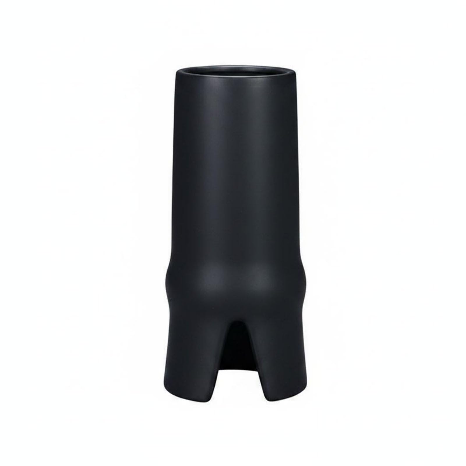 Jarrón de Cerámica Geométrico Florero Centro de Mesa Macetero con Diseño Contemporáneo y Cuerpo Textura Suave y Firme Adecuado para Aparadores Recibidores Ambientes Minimalistas, Negro
