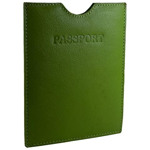 Travel Passport Holder Sleeve Protector Cover Wallet Real Leather RFID (Green) Cover