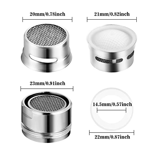 4 Pack Faucet Aerator 0.94 Inch 24Mm Faucet Aerators Replacement, Kitchen And Bathroom Sink Aerator Replacement Parts, Brass Shell Faucet Filter With Gasket For Kitchen Bathroom #TOP1