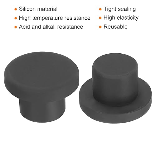 Image of UXCELL High Temp Silicone T-Shaped Solid Rubber Stopper Plugs - Dia 13mm /0.51 inch (OD 21mm) - Pack of 10 - Black - Waterproof & Sealing - Ideal for Powder Coating & Plating