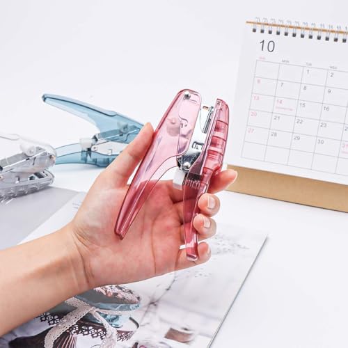 Image of NatSumeBasics Pink Plier Effortless Stapler & 1000 Rose Gold Staples 25 Sheets Capacity Heavy Duty Manual Staplers for Office Accessories