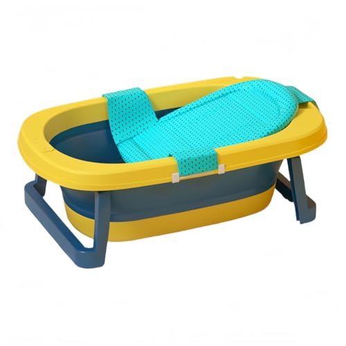 miluFox中小型ペット浴室折りたたみバスタブコンパクト犬猫汎用滑り止め付きシリコンマット9cm超薄型省スペース適しマンション収納向き (黄色です,+バスネット)