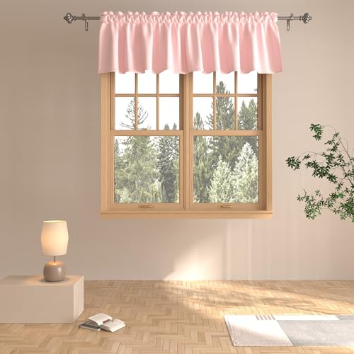 Pink Valance Small Curtain 14 inches Long Kitchen Window Curtains Girls Room Living Room Darkening Rod Pocket Triple Weave Short Little Mini Window Curtain Topper Bedroom Bathroom 1 Panel 72"x14"