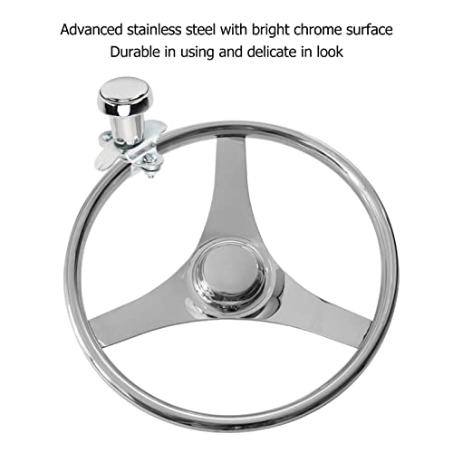 Aramox Steering Wheel Power Knob, Steering Wheel Spinner Knob 70108 Turning Aid Stainless Steel Chrome Plating Universal Automobile Part #TOP1