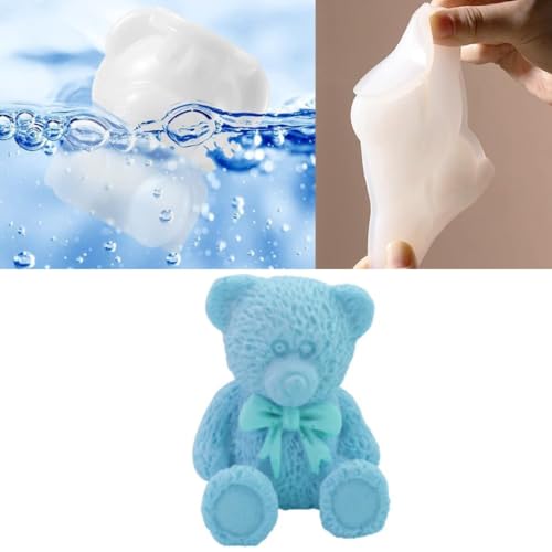 Image of Silicone Teddy Bear Candle Mold Valentine's Day Making Scented Candle Wax Melts Home Decor Candles Resin Casting Handmade Couple Gift DIY Soap Making Wedding Decor