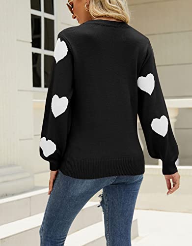 Image of Women's Pullover Sweaters Cute Multi-Hearts Knitted Casual Sweater