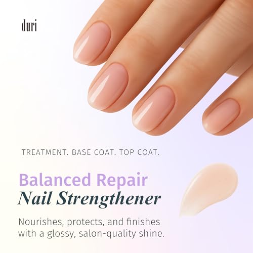 Duri Rejuvacote 2 Nail Growth Base and Top Coat, Balanced Repair - Nail Hardener for peeling, thin, or fragile nails (Pack of 1)