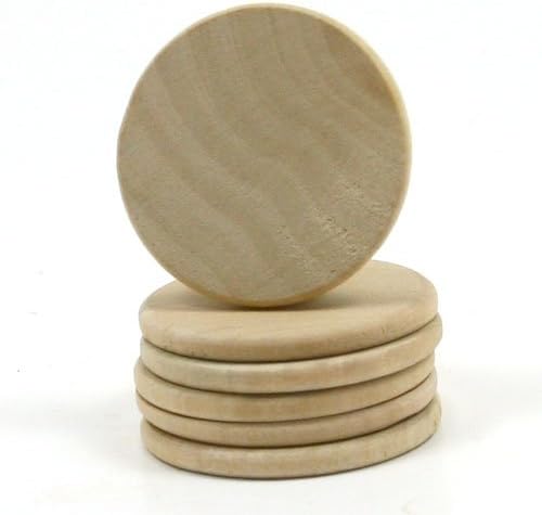 Miniatura 5 de Mylittlewoodshop - Paquete de 50 discos circulares redondos, 1 pulgada de diámetro con borde biselado y madera sin terminar de 1/8 de pulgada de