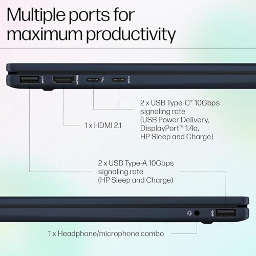 Image of HP Envy x360 AI Laptop, Intel Core Ultra 5 125U, 12 TOPS, 16GB LPDDR5, 512GB SSD, (Win11, Office24, Blue, 1.44 kg) Touchscreen, 3K, OLED, 14-inch (35.6cm), Integrated graphics, 5MP IR camera, fc0178TU