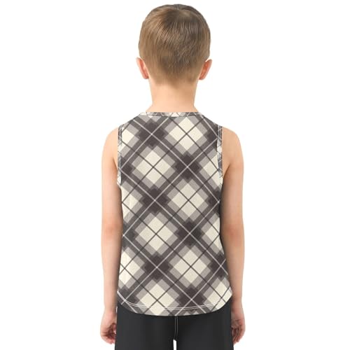 White Buffalo Plaid Check Baby Children Tshirts Tank Tops Sleeveless Undershirts Basketball Outfit Dry Fit3