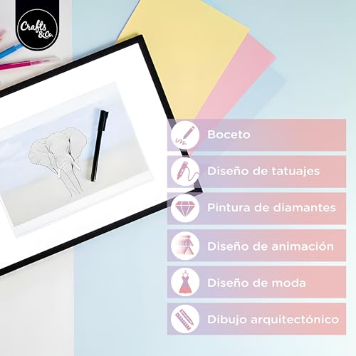 Crafts&Co® Mesa de Luz A3 | Lightbox Dimmer | Accesorios Diamond Painting | Panel LED con USB | Lightpad 470x345 mm | Mesa Luminosa, Tablero de Dibujo Iluminado, Pad LED - imagen 2