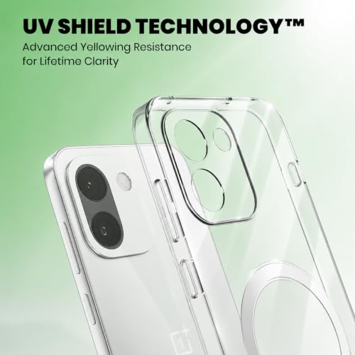 Image of DIZORO Crystal Clear Magnetic Compatible with Oneplus 15 Back Cover case with Anti-Yellow (Compatible with Magsafe) Anti-Scratch | Shockproof Transparent Cover