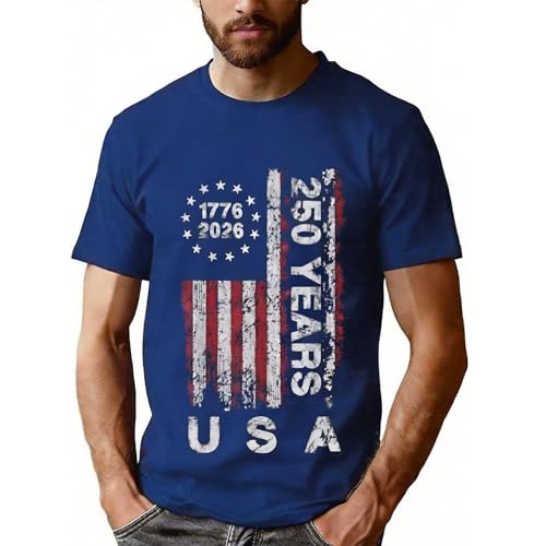ATOPICK 250 Anniversary USA Shirts: 1776-2026 250th Birthday Patriotic American Flag T-Shirt 4th of July Shirt