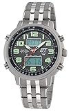 ETT Eco Tech Time Funk Solar Weltzeit Herren Uhr Chronograph mit Edelstahl Armband EGS-11302-22M