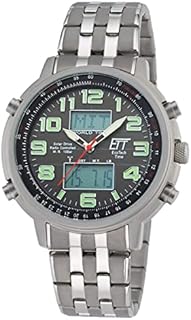 ETT Eco Tech Time Funk Solar Weltzeit Herren Uhr Chronograph mit Edelstahl Armband EGS-11302-22M