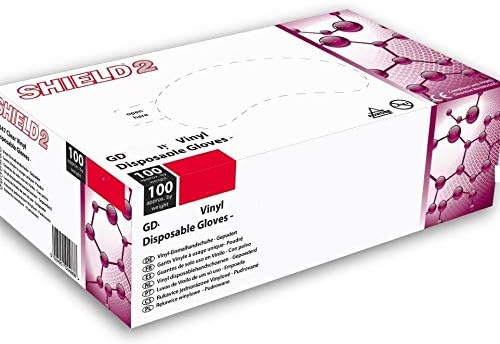 100 x Clear Vinyl Gloves Large - Powdered - SKU: GD47-L