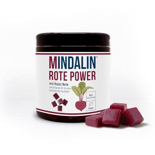 Mindalin Rote Power [60 Stück] - Rote-Bete-Dragee mit Vitamin B1 für eine normale Herzfunktion*. Laborgeprüft vegan gluten- und laktosefrei. Mit fruchtigem Açaí-Geschmack - Made in Switzerland
