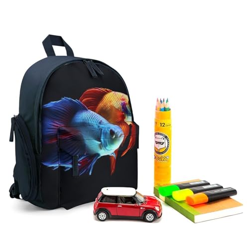 Colorful Fish Backpack for Men Women, Durable Small Bookbag Lightweight Daypack for Travel, Hiking, Blue-style3