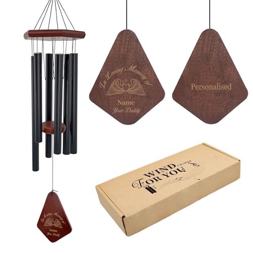 Image of ASTARIN Personalized Name Memorial Wind Chimes, Sympathy Gift for Loss of Lover Mom Dad, Bereavement Deep Tone Wind Chimes for Outside in Memory Gift, Decor Outdoor Garden Patio