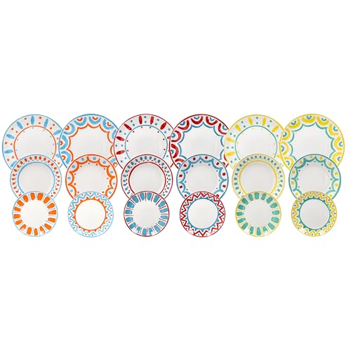 Tognana Vietri, Juego de platos 18 piezas para 6 personas, porcelana, multicolor