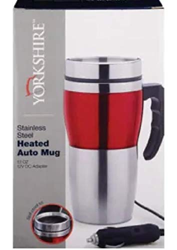 NIB Yorkshire Stainless Steel Heated Travel Mug 13 oz 12V DC Coffee Tea
