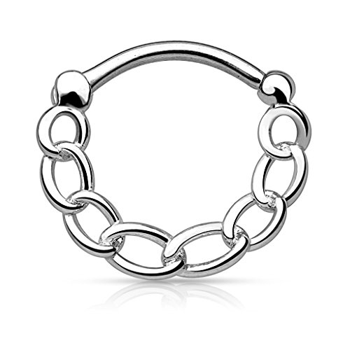 Gekko Body Jewellery Chaîne Style Rond Nez Septum Clicker Bague daith Hématite Cover