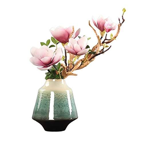 Fleurs artificielles magnolia decoration fausse fleur avec vase de table salon bureau