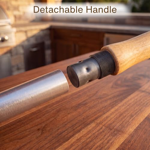 Image of Chicago Brick Oven Pizza Turning Peel, 9-Inch Aluminum Pizza Peel with 31.5-Inch Detachable Wooden Handle & Leather Strap, Pizza Turner for Outdoor Pizza Ovens, Wood Fired Pizza Oven Accessory