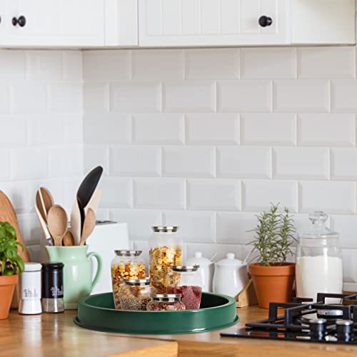 Frtim 11.4 Inches Round Decorative Serving Tray, Green Decorative Tray Candle Tray For Coffee Dining Table Modern Farmhouse Kitchen Countertop Centerpiece Home Decoration #TOP4