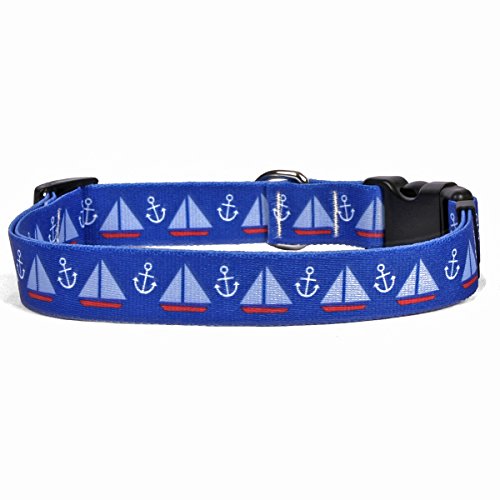 Yellow Dog Design Sailboats Anchors Dog Collar, Medium-3/4 Wide Fits Neck Sizes 14 To 20"/4" Wide, Multi-Color, (Idsa104) #TOP30