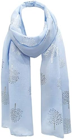 World of Shawls Silver Foil Mulberry Tree Print Fashion Scarf